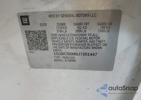 2018 Chevrolet Cruze Ls Auto from USA, damaged, VIN 1G1BC5SM6J7201447